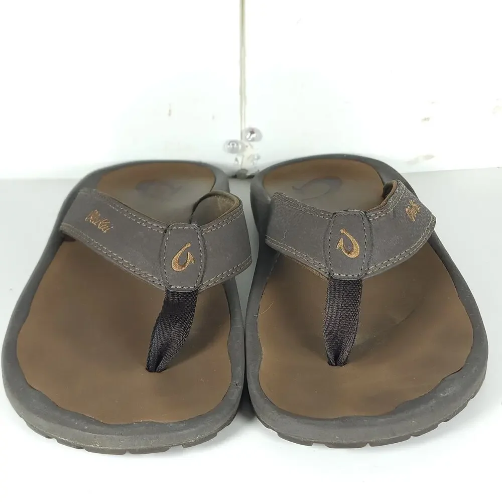 Olukai Men's Ohana US9 Brown Slip On Flat Thong Sandals